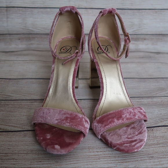 Pink Velvet Chunky Heel - Picture 3 of 5